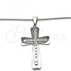 Stainless Steel Pendant Necklace, Cross Design, with White Cubic Zirconia, Polished, Steel Finish, 04.116.0053.30