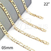 Oro Laminado Basic Necklace, Gold Filled Style Figaro Design, Polished, Golden Finish, 5.222.014.22