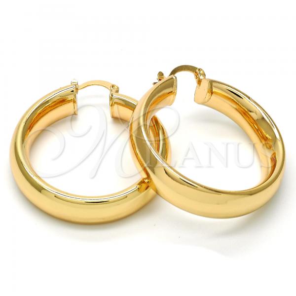 Oro Laminado Medium Hoop, Gold Filled Style Chunky Design, Polished, Golden Finish, 02.261.0001.40