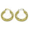 Oro Laminado Medium Hoop, Gold Filled Style Hollow Design, Diamond Cutting Finish, Golden Finish, 02.170.0311.30