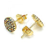 Oro Laminado Stud Earring, Gold Filled Style with Multicolor Micro Pave, Polished, Golden Finish, 02.233.0004