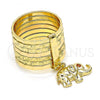 Oro Laminado Multi Stone Ring, Gold Filled Style Semanario and Elephant Design, with Garnet Cubic Zirconia, Diamond Cutting Finish, Golden Finish, 01.253.0032.1.07 (Size 7)