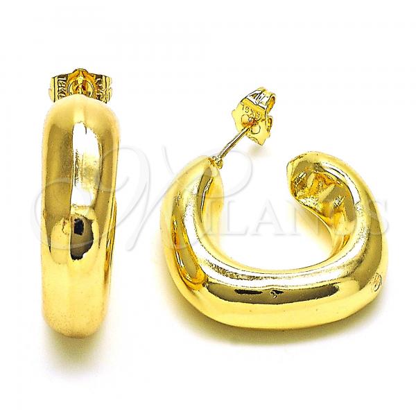 Oro Laminado Stud Earring, Gold Filled Style Chunky Design, Polished, Golden Finish, 02.163.0162.30