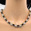 Oro Laminado Necklace and Bracelet, Gold Filled Style Butterfly Design, with Sapphire Blue and White Cubic Zirconia, Polished, Golden Finish, 06.284.0004.2