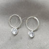 Sterling Silver Small Hoop, Ball Design, with White Cubic Zirconia, Polished, Silver Finish, 02.397.0019.15