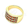 Oro Laminado Multi Stone Ring, Gold Filled Style with Garnet Cubic Zirconia, Polished, Golden Finish, 01.346.0017.2.08