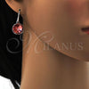 Rhodium Plated Dangle Earring, with Rose Peach Swarovski Crystals, Polished, Rhodium Finish, 02.239.0001.8