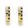 Oro Laminado Huggie Hoop, Gold Filled Style with Sapphire Blue and White Crystal, Polished, Golden Finish, 02.165.0143.5