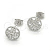 Sterling Silver Stud Earring, with White Cubic Zirconia, Polished, Rhodium Finish, 02.186.0106