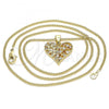 Oro Laminado Pendant Necklace, Gold Filled Style Heart Design, with Garnet and White Micro Pave, Polished, Golden Finish, 04.156.0355.1.20