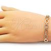 Oro Laminado Tennis Bracelet, Gold Filled Style Rolo Design, with White Cubic Zirconia, Polished, Golden Finish, 03.213.0332.07