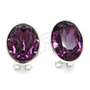 Rhodium Plated Stud Earring, with Amethyst Swarovski Crystals, Polished, Rhodium Finish, 02.239.0015.7