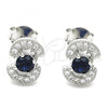 Sterling Silver Stud Earring, with Sapphire Blue and White Cubic Zirconia, Polished, Rhodium Finish, 02.369.0008.3