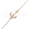 Sterling Silver Fancy Bracelet, Anchor Design, with White Micro Pave, Polished, Rose Gold Finish, 03.336.0062.1.08