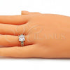 Oro Laminado Multi Stone Ring, Gold Filled Style with White Cubic Zirconia, Polished, Golden Finish, 01.210.0126.08