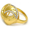 Oro Laminado Multi Stone Ring, Gold Filled Style Chunky Design, with White Crystal, Polished, Golden Finish, 01.241.0003.07 (Size 7)