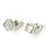 Rhodium Plated Stud Earring, with White Crystal, Polished, Rhodium Finish, 02.26.0266