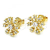 Oro Laminado Stud Earring, Gold Filled Style with White Cubic Zirconia, Polished, Golden Finish, 02.156.0309