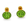 Stainless Steel Stud Earring, with Light Green Crystal, Polished, Golden Finish, 02.271.0007.11