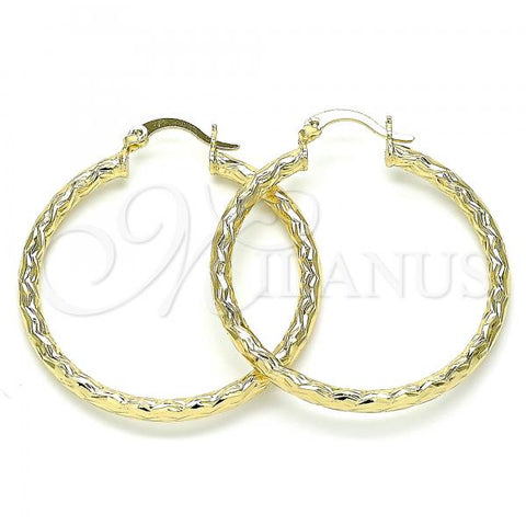 Oro Laminado Medium Hoop, Gold Filled Style Diamond Cutting Finish, Golden Finish, 02.213.0245.1.40