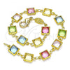 Oro Laminado Fancy Bracelet, Gold Filled Style with Multicolor Cubic Zirconia, Polished, Golden Finish, 03.386.0005.08