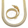 Oro Laminado Necklace and Bracelet, Gold Filled Style Greek Key Design, Polished, Golden Finish, 06.179.0001