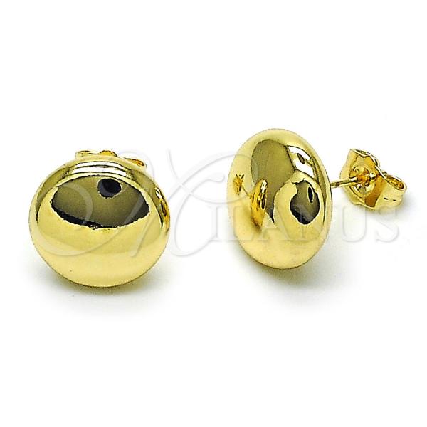 Oro Laminado Stud Earring, Gold Filled Style Hollow Design, Polished, Golden Finish, 02.163.0347