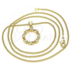 Oro Laminado Pendant Necklace, Gold Filled Style with Multicolor Micro Pave, Polished, Golden Finish, 04.156.0335.3.20