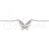 Sterling Silver Pendant Necklace, Butterfly Design, with White Cubic Zirconia, Polished, Rhodium Finish, 04.336.0160.16