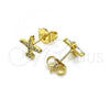 Oro Laminado Stud Earring, Gold Filled Style with White Micro Pave, Polished, Golden Finish, 02.156.0650