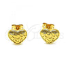 Oro Laminado Stud Earring, Gold Filled Style Heart Design, Polished, Golden Finish, 02.342.0261