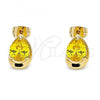 Oro Laminado Stud Earring, Gold Filled Style Teardrop Design, with Yellow Cubic Zirconia, Polished, Golden Finish, 02.213.0234.1