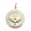 Oro Laminado Religious Pendant, Gold Filled Style Eagle Design, Resin Finish, Golden Finish, 05.09.0087