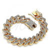 Oro Laminado Basic Bracelet, Gold Filled Style with White Crystal, Polished, Golden Finish, 03.372.0005.08