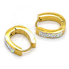 Stainless Steel Huggie Hoop, with  Crystal, Polished, Golden Finish, 02.216.0014.1.15