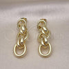 Oro Laminado Long Earring, Gold Filled Style Love Knot Design, Polished, Golden Finish, 02.213.0651
