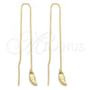 Oro Laminado Threader Earring, Gold Filled Style Leaf Design, Golden Finish, 5.118.008