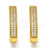 Oro Laminado Huggie Hoop, Gold Filled Style with White Micro Pave, Polished, Golden Finish, 02.217.0045.20