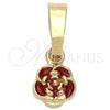Oro Laminado Fancy Pendant, Gold Filled Style Flower Design, Red Enamel Finish, Golden Finish, 05.163.0071.3