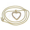 Oro Laminado Pendant Necklace, Gold Filled Style Heart Design, with Garnet and White Micro Pave, Polished, Golden Finish, 04.156.0380.1.20