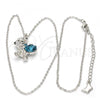Rhodium Plated Pendant Necklace, Teddy Bear Design, with Blue Zircon and Aurore Boreale Swarovski Crystals, Black Enamel Finish, Rhodium Finish, 04.239.0041.1.16