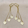 Oro Laminado Long Earring, Gold Filled Style Heart Design, Golden Finish, 5.090.008