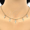 Oro Laminado Necklace and Bracelet, Gold Filled Style Cross Design, Polished, Golden Finish, 06.63.0211
