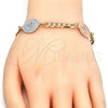 Oro Laminado Fancy Bracelet, Gold Filled Style Bird Design, Polished, Two Tone, 03.63.2056.08