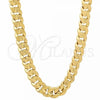 Oro Laminado Basic Necklace, Gold Filled Style Concave Cuban Design, Polished, Golden Finish, 5.223.002.30