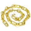 Oro Laminado Basic Necklace, Gold Filled Style Puff Mariner Design, Polished, Golden Finish, 04.362.0039.18