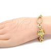 Oro Laminado Fancy Bracelet, Gold Filled Style Flower and Star Design, with White Crystal, Multicolor Enamel Finish, Golden Finish, 03.59.0069.08