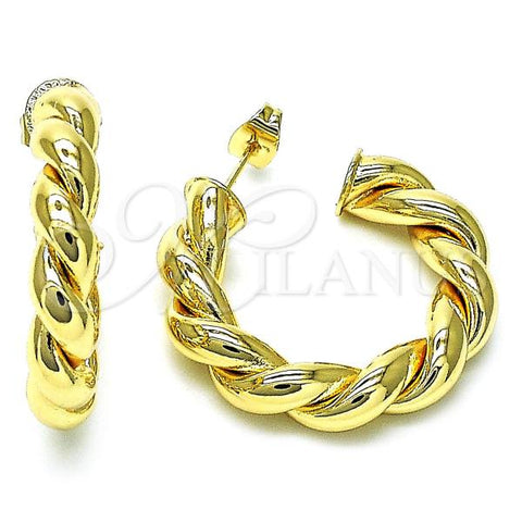 Oro Laminado Medium Hoop, Gold Filled Style Chunky and Hollow Design, Polished, Golden Finish, 02.170.0474.30