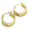 Oro Laminado Small Hoop, Gold Filled Style Heart Design, with White Cubic Zirconia, Polished, Golden Finish, 02.210.0297.20