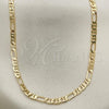 Oro Laminado Basic Necklace, Gold Filled Style Figaro Design, Diamond Cutting Finish, Golden Finish, 5.222.031.30